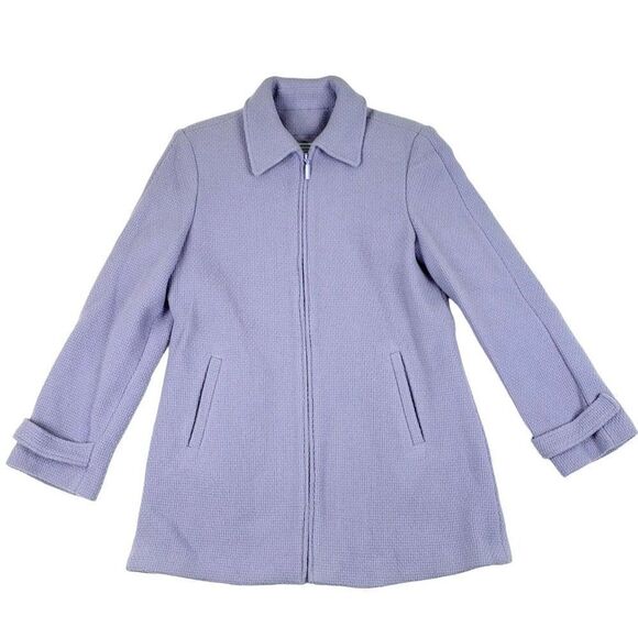 Marvin Richards Women's Medium Wool Blend Zip Up Pea Coat Purple Jacket Coat - Picture 1 of 13